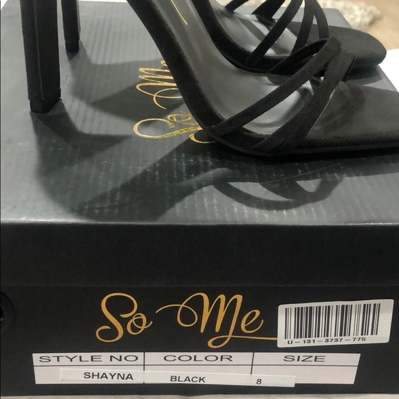 So Me black faux suede strappy ankle-cuff heels - Picture 3 of 5
